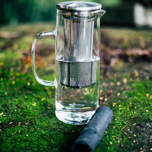 Tempered Glass Water Jug with Charcoal Filter Compartment
