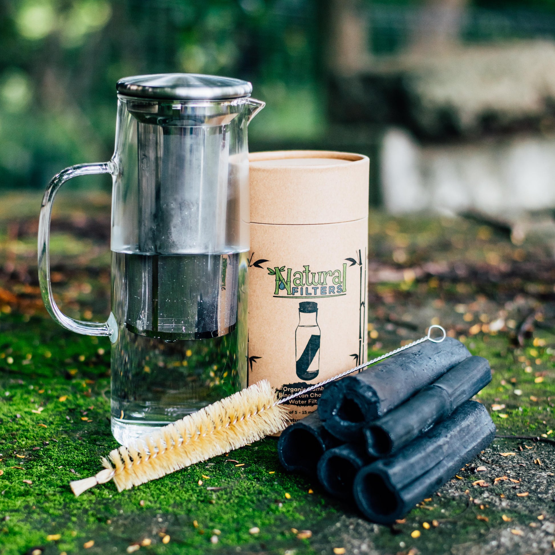 5 Pack Charcoal Filter Starter Kit with Tempered Glass Water Jug